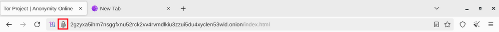 Ícone de serviço onion mostrado pelo Tor Browser